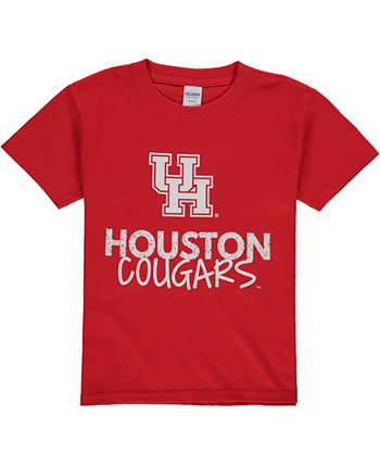 Youth Red Houston Cougars Logo T-shirt Two Feet Ahead