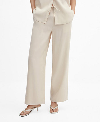 Женские широкие брюки с эластичной резинкой на талии MANGO