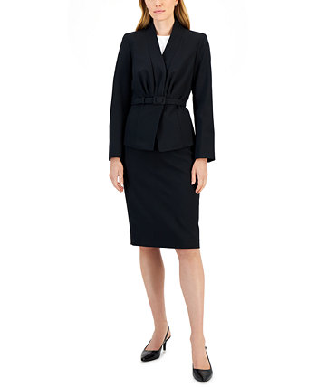 Женская креповая куртка с поясом и юбка-карандаш Le Suit