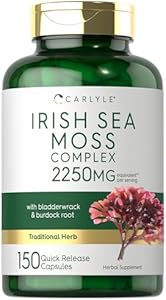 Carlyle Irish Sea Moss Capsules 2250mg | 150 Count | Complex Formula with Bladderwrack & Burdock Root | Non-GMO & Gluten Free Carlyle