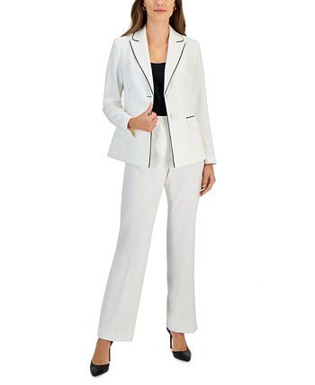 Женская куртка с двумя пуговицами и брючный костюм со средней посадкой с контрастной отделкой Le Suit