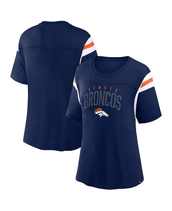 Женская темно-синяя футболка Denver Broncos Classic со стразами Fanatics