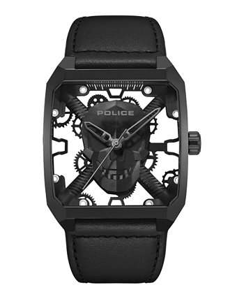 Мужские часы Omaio Collection с черным ремешком из натуральной кожи, прозрачные, 39 мм Police