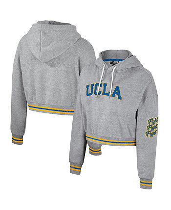 Женский укороченный блестящий пуловер с капюшоном цвета Хизер Серый UCLA Bruins The Wild Collective