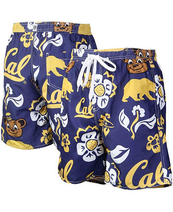 Men's Navy Cal Bears Floral Volley Logo Swim Trunks Wes & Willy