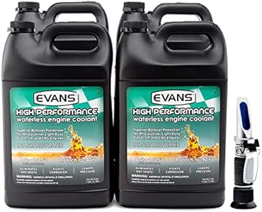 Evans Coolant EC53001 High Performance Waterless Coolant, 4 Gallon Pack, with Analog Refractometer E2196 Designed to Accurately Test for Residual Water Content Evans