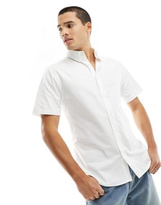 Белая оксфордская рубашка стрейч с короткими рукавами River Island RIVER ISLAND