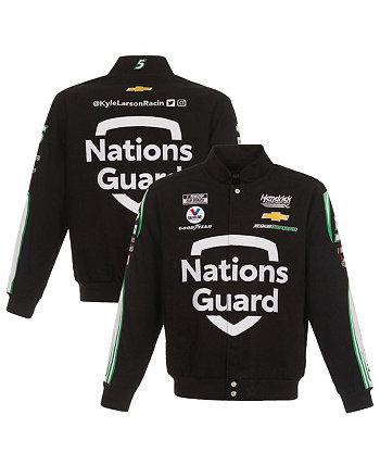 Мужская черная саржевая куртка Kyle Larson Nations Guard Uniform Full-Snap JH Design