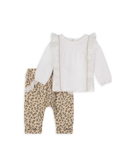 Baby Girl's 2-Piece Top &amp; Leopard Print Pants Set Miniclasix