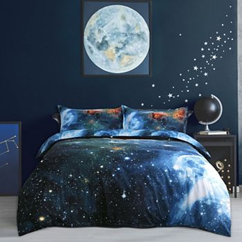 4pcs Galaxy Duvet Cover Set with Flat Sheet & Pillowcase Multicolor Twin PiccoCasa