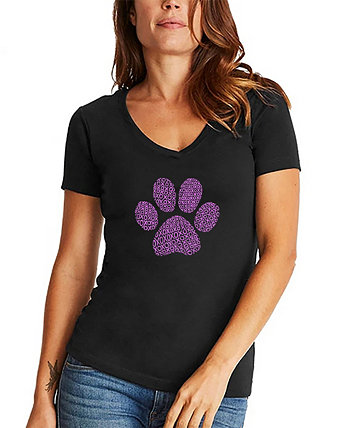 Женская футболка XOXO Dog Paw Word Art с v-образным вырезом LA Pop Art