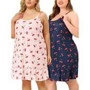 Women's Plus Size Sleeveless Pajama Fruit Print Spaghetti Straps Sleep Dress Agnes Orinda