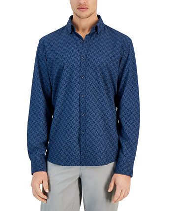 Мужская эластичная рубашка обычного кроя с узором «гусиные лапки», созданная для Macy's Alfani