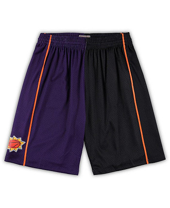 Мужские фиолетовые и черные шорты Phoenix Suns Big and Tall из твердой древесины Classics с разрезом Swingman Mitchell & Ness