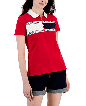 Женская рубашка-поло с цветными блоками и логотипом Tommy Hilfiger