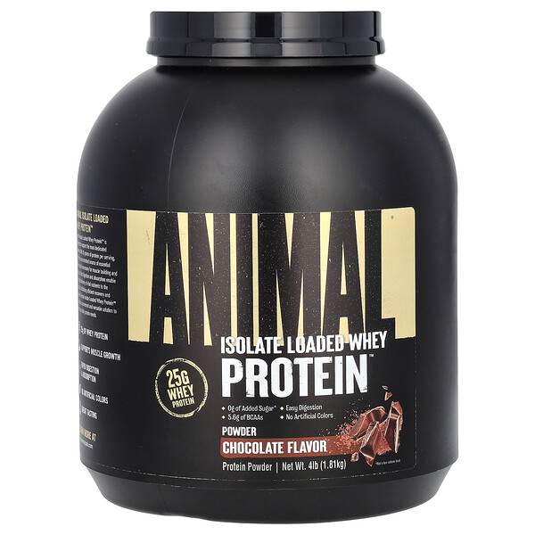 Порошок сывороточного протеина с изолятом, шоколад, 4 фунта (1,81 кг) Animal