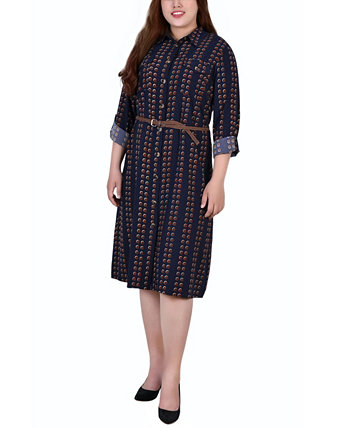 Платье-рубашка большого размера с рукавами 3/4 с закручивающимися петлями NY Collection
