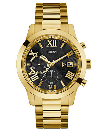 Мужские часы с хронографом золотистого цвета из нержавеющей стали с браслетом 45 мм GUESS