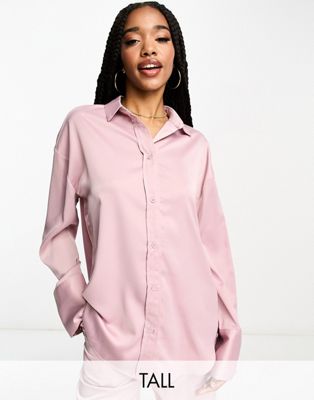Эксклюзивная атласная рубашка светло-лилового цвета 4th & Reckless Tall — часть комплекта 4TH & RECKLESS