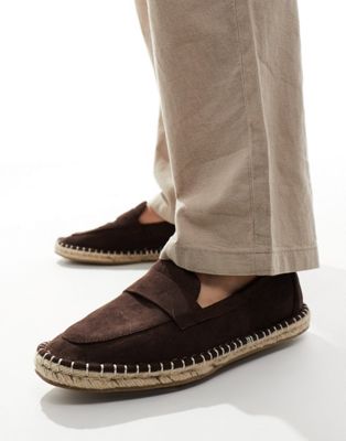 ASOS DESIGN loafer espadrilles in brown faux suede ASOS DESIGN