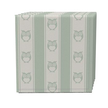 Napkin Set of 4, 100% Cotton, 20x20", Pastel Owl Stripe Fabric Textile Products