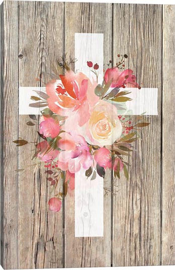 Цветочный крест Келли Донован Настенное искусство на холсте - 18 x 12 дюймов ICanvas