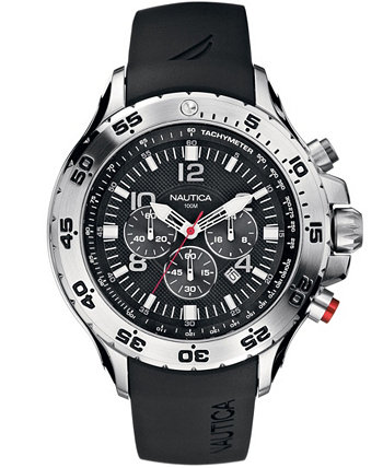 Мужские часы N14536G NST Chrono с черным полимерным ремешком Nautica
