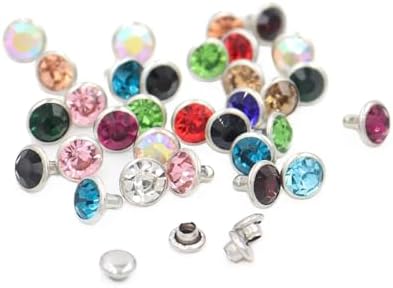 100sets 6mm Mixed Colors Rhinestone Rivets Studs Nailhead Rock Biker Punk DP075 ARTS AND CRAFTS SUPPLIES