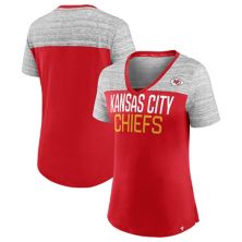 Women's Fanatics Branded Red/Heathered Gray Kansas City Chiefs Close Quarters V-Neck T-Shirt Fanatics