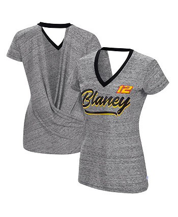Женская футболка с запахом на спине Heather Black Ryan Blaney Halftime Touch