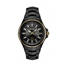 Часы Seiko Men's Coutura Diamond Accent Black с ионным покрытием из нержавеющей стали на солнечных батареях - SNE506 Seiko