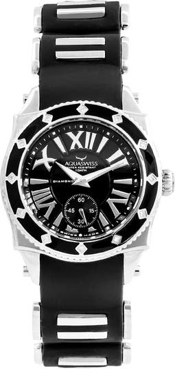 Часы Swissport Diamond Bezel с силиконовым ремешком, 35 мм x 45 мм — 0,25 карата Aquaswiss