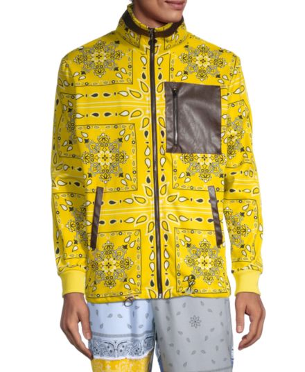 Куртка на молнии с отделкой из искусственной кожи и принтом бандана Standard Issue NYC