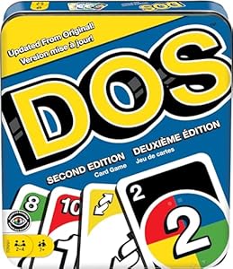 Mattel Games DOS Card Game Second Edition, Family Travel Game with Updated Rules for Kids & Adults in Storage Tin Mattel Games