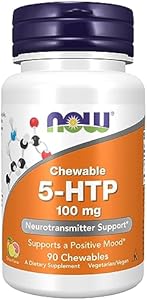 NOW Foods Supplements, 5-HTP (5-hydroxytryptophan) 100 mg, Neurotransmitter Support*, 90 Chewables NOW Foods