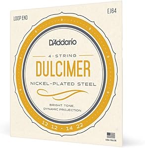 Струны для 4-струнного дульцимера D'Addario EJ64, 3 простых стальных и 1 никелированная, яркий звук и отличная интонация D'Addario