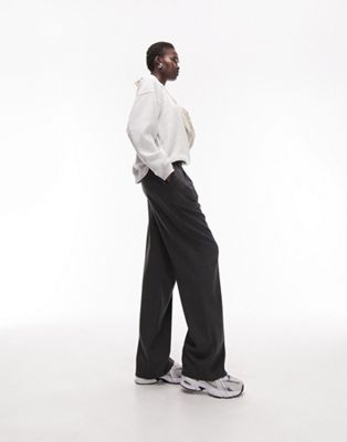 Серые строгие спортивные брюки прямого кроя в тонкую полоску Topshop Tall Topshop Tall