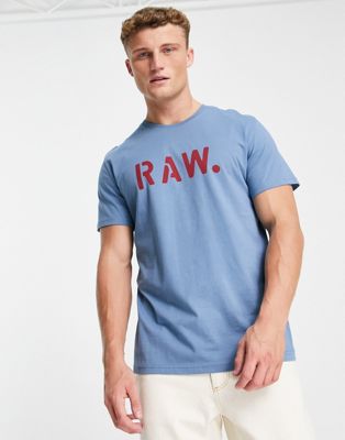 Голубая футболка с большим логотипом G-Star G-STAR RAW