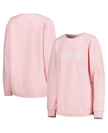 Женский розовый пуловер с принтом Georgia Bulldogs Comfy Cord Bar Pressbox
