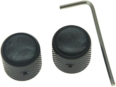 KAISH Set of 2 Black Pearl Top Guitar Dome Knobs with Set Screw for Tele Guitars Black Pearl Cap Bass Black Knobs KAISH