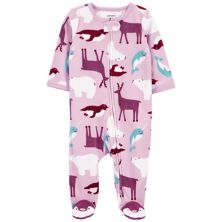 Флисовая одежда Carter для сна и игр для маленьких девочек с животным принтом Carter's