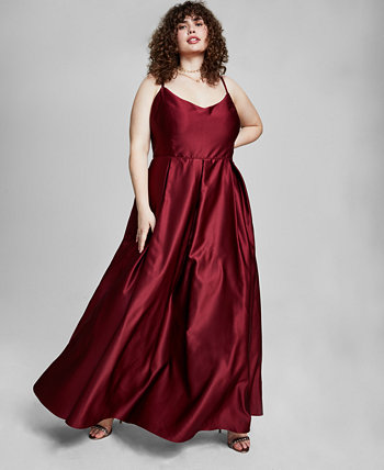 Модное атласное бальное платье больших размеров с V-образным вырезом Blondie Nites