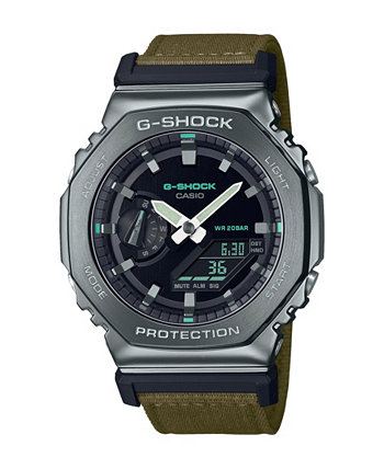 Мужские аналогово-цифровые часы с металлическим корпусом и зеленым тканевым ремешком, 44,4 мм, GM2100CB-3A G-Shock