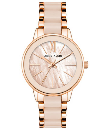 Женские трехстрелочные кварцевые часы-браслет из сплава розового золота и румяной смолы, 38 мм Anne Klein
