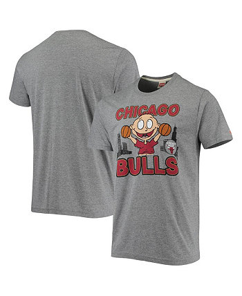 Мужская серая футболка Chicago Bulls NBA x Rugrats Tri-Blend с меланжевым покрытием Homage