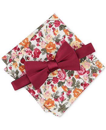 Мужской комплект из однотонного галстука-бабочки и нагрудного платка с цветочным принтом Logan, созданный для Macy's Bar III