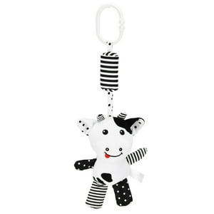 Baby Hanging Rattle Toys, Baby Car Seat Plush HangingToys Cartoon Early Development Stuffed  For Infants Car Bed  Cow Ccdes