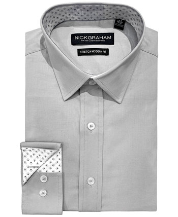 Мужская однотонная эластичная рубашка современного кроя с контрастной классической рубашкой Nick Graham