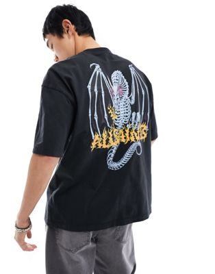 Черная футболка с графическим принтом на спине AllSaints Dragonskull AllSaints