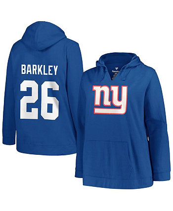 Women's Saquon Barkley Royal New York Giants Plus Size Player Name and Number Pullover Hoodie Profile